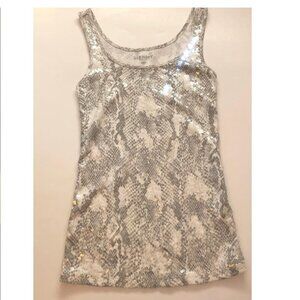 Old Navy, Snakeskin print, clear-sequined tank top, Grey & White, Sz S/P/P